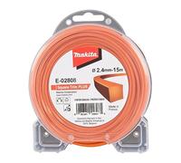Makita E-02808 - Filo quadrato per tagliaerba e decespugliatori, 2,4 mm x 15 m, in nylon, arancione, per tagliaerba e decespugliatori