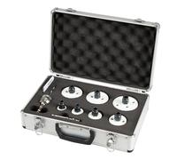 Makita E-12295 - Set di 9 seghe a tazza universale (EZYCHANGE sistema di sgancio rapido Ø 25-76 mm, con valigetta per il trasporto, adattatore con attacco a 6 punte, con punta di centraggio)