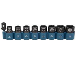 Makita E-16645 - Set di bussole, 9 pezzi, 1/2", Impact Black