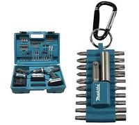Makita HP457DWE10 Trapano Avvitatore con Percussione 2x18 V 1,5 Ah Li + 74 Accessori + Valigetta [Importato da Francia] + Makita P-81175 Bit-Set 22-Pezzi Con Moschettone