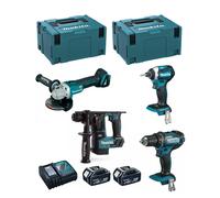 MAKITA Kit 18V MSL4P2 (DHR171 + DGA504 + DDF482 + DTD154 + 2 x 5,0 Ah + DC18RC + 2 x MAKPAC 3)