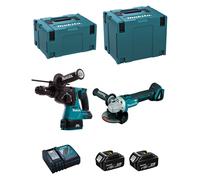 MAKITA Kit DLX2125MJ1 (DGA504 + DHR243 + 2 x 4,0 Ah + DC18RC + MAKPAC 3 + MAKPAC 4)