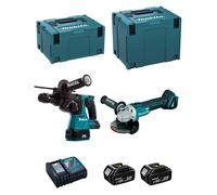 MAKITA Kit DLX2125MJ1 (DGA504 + DHR243 + 2 x 4,0 Ah + DC18RC + MAKPAC 3 + MAKPAC 4)