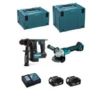 MAKITA Kit DLX2125MJ1B (DGA504 + DHR171 + 2 x 4,0 Ah + DC18RC + MAKPAC 3 + MAKPAC 4)