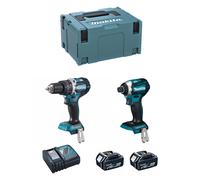 Makita DLX2181TJ 18V LiIon accu klopschroefmachine DHP484 slagschroevendraaier DTD154 combiset 2x 50Ah accu in Mbox koolborstelloos