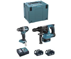 MAKITA Kit DLX2191TJ (DDF484 + DHR243 + 2 x 5,0 Ah + DC18RC + MAKPAC 4)