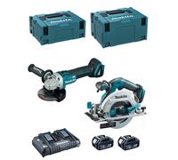 MAKITA Kit DLX2277PTJ (DHS680 + DGA506 + 2 x 5,0 Ah + DC18RD + MAKPAC 2 + MAKPAC 3)
