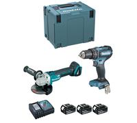Makita DLX2334J AkkuKomboKit DHP485Z DGA504Z AkkusLadegert im MAKPAC DLX2334J