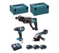 MAKITA Kit DLX3093TJ (DGA513 + DHP484 + DHR202 + 3 x 5,0 Ah + DC18RC + MAKPAC 2 + MAKPAC 3)