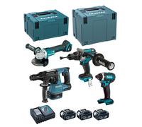 MAKITA Kit DLX4050TJ (DHP481 + DTD152 + DHR243 + DGA504 + 3 x 5,0 Ah + DC18RC + MAKPAC 3 + MAKPAC 4)
