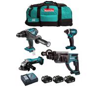 MAKITA Kit DLX4054MX1 (DDF458 + DTD152 + DHR202 + DGA452 + 3 x 4,0 Ah + DC18RC +