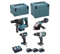 MAKITA Kit DLX4104TJ1 (DHP481 + DHR243 + DTD153 + DGA513 + 3 x 5,0 Ah + DC18RC +