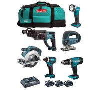 MAKITA Kit DLX6068PT (DHP453 + DTD152 + DHR202 + DJV180 + DSS611 + DML802 + 3 x 5,0 Ah + DC18RD + LXT600)