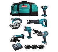 MAKITA Kit DLX6104MX1 (DHP458 + DTD152 + DGA452 + DSS610 + DJR186 + DML185 + 3 x 4,0 Ah + DC18RC + LTX600)