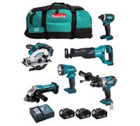MAKITA Kit DLX6104MX1 (DHP458 + DTD152 + DGA452 + DSS610 + DJR186 + DML185 + 3 x 4,0 Ah + DC18RC + LTX600)