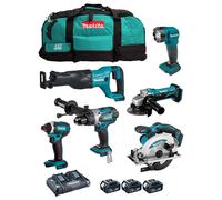 MAKITA Kit DLX6104TX2 (DHP458 + DTD152 + DSS610 + DJR186 + DGA452 + DML815 + 3 x 5,0 Ah + DC18RD + LXT600)
