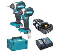 Makita Kit LXT 18V Kit 2 Avvitatori Impulsi DTD153 3x5,0Ah DC18RC MAKPAC