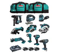 Makita kit mk1003 (dhp482+ dtd152+ dhr171+ dga452+ djr183+ dbo180+ djv180+ dss610+ dml815+ dkp180+ 3x3,0ah + dc18rd+ 2xlxt600) 8435587926009