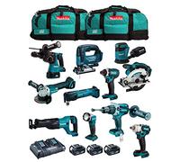 MAKITA Kit MK1102 (DHP481 + DHR243 + DGA504 + DTD152 + DJV182 + DSS610 + DJR186 + DBO180 + DTM51 + DML802 + DTW285 + 3 Batterie 5,0 Ah + Caricabatterie + 2 x LXT600)