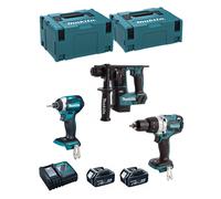 Makita kit mk306rtj (dhr171 + dhp481 + dtd154 + 2 x 5,0 ah + dc18rc + makpac 2 + makpac 3) 8435587921172