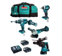 MAKITA Kit MK403 (DHP481 + DHR243 + DGA504 + DTD154 + 2 x 5,0 Ah + DC18RC + LXT600)