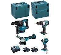 MAKITA kit MK408RTJ (DHR243 + DHP481 + DTD154 + DGA504 + 2 x 5,0 Ah + DC18RC + MAKPAC 2 + MAKPAC 3 + MAKPAC 4)