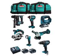 MAKITA Kit MK701 (DDF482 + DHR171 + DGA504 + DTD152 + DJV182 + DSS610 + DML802 + 2 x 5,0 Ah + DC18RC + 2 x LXT600)
