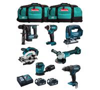 MAKITA Kit MK702 (DDF482 + DHR171 + DGA504 + DTD152 + DJV182 + DSS610 + DBO180 + 2 x 5,0 Ah + DC18RC + 2 x LXT600)