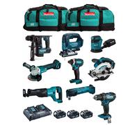 MAKITA Kit MK901 (DDF482 + DHR171 + DGA504 + DTD152 + DJV182 + DSS610 + DJR186 + DBO180 + DTM51 + 3x5,0 Ah + DC18RD + 2xLXT600)