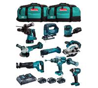 MAKITA Kit MK902 (DHP481 + DHR243 + DGA504 + DTD152 + DJV182 + DSS610 + DJR186 + DBO180 + DTM51 + 3x5,0 Ah + DC18RD + 2xLXT600)