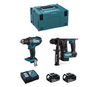 Makita kit mpk18223a (ddf482 + dhr171 + 2 x 3,0 ah + dc18rc + makpac 3) 8435587902379