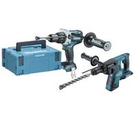 Makita Set di 2 macchine da 18 V agli ioni di litio 5 ah (dhr264 + dhp481) makita 2 batterie, caricabatterie, cofanetto - dlx2101ptj