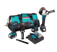MAKITA Set di utensili a batteria Li-ion LXT 18V / smerigliatrice DGA504 + martello DHR241 + cacciavite DDF482 / DLX3078TX1