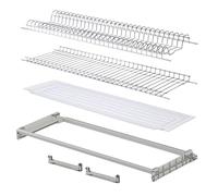 MAKKIORI Kit Scolapiatti con Telaio | Griglia piatti e bicchieri con Vaschetta Raccogligoccie per Pensili Cucina | Acciaio cromato | Kit Telaio con Staffe (76 cm per pensile 80)