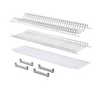 MAKKIORI Kit Scolapiatti | Griglia piatti e bicchieri con Vaschetta Raccogligoccie per Pensili Cucina | Acciaio cromo | Kit con Staffe (86 cm per pensile 90)