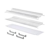 MAKKIORI Kit Scolapiatti | Griglia piatti e bicchieri con Vaschetta Raccogligoccie per Pensili Cucina | Acciaio cromo | Kit con Staffe (56 cm per pensile 60)