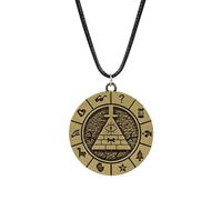 Makloee Bill Cipher Gravity Falls - Collana con ciondolo a forma di ruota, regolabile, triangolare, alla moda, double-face, in lega dorata, accessori per cosplay da uomo