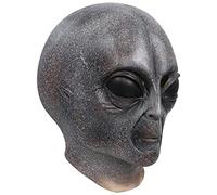 Makoike Maschera aliena realistica divertente grigio alieno maschere testa intera Carnevale Halloween Costume Cosplay lattice Puntelli Adulti