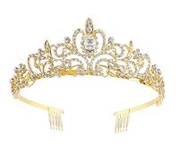 Makone Crystal Crown Tiara con Pettine di Strass per Donne Ragazze Nuziale Princess Diadem Adult Wedding Party Prom Pageant Birthday Crown (oro)