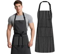 Makoto Nobu 2 Pezzi Grembiule Cucina, con 2 Tasca Grembiule a righe per La Pulizia, Regolabile, per Ristorante BBQ Bar Chef Cucina, Unisex