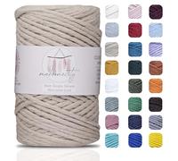 Makromecity - 1 matassa di filato singolo per macramè, 3 mm x 91,4 m, filo di cotone naturale per macramè e creazioni artigianali da appendere alla parete, cotone riciclato (color latte macchiato)