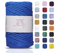 Makromecity - 1 matassa di filato singolo per macramè, 3 mm x 91,4 m, filo di cotone naturale per macramè e creazioni artigianali da appendere alla parete, cotone riciclato (blu acceso)
