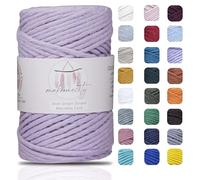 Makromecity - 1 matassa di filato singolo per macramè, 3 mm x 91,4 m, filo di cotone naturale per macramè e creazioni artigianali da appendere alla parete, cotone riciclato (lilla)