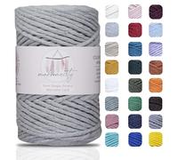Makromecity - 1 matassa di filato singolo per macramè, 3 mm x 91,4 m, filo di cotone ritorto per macramè e creazioni artigianali da appendere alla parete, cotone riciclato (grigio)