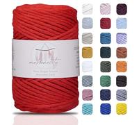 Makromecity - 1 matassa di filato singolo per macramè, 3 mm x 91,4 m, filo di cotone ritorto per macramè e creazioni artigianali da appendere alla parete, cotone riciclato (rosso)