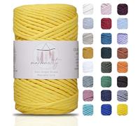 Makromecity - 1 matassa di filato singolo per macramè, 3 mm x 91,4 m, filo di cotone ritorto per macramè e creazioni artigianali da appendere alla parete, cotone riciclato (giallo)