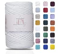 Makromecity - 1 matassa di filato singolo per macramè, 3 mm x 91,4 m, filo di cotone ritorto per macramè e creazioni artigianali da appendere alla parete, cotone riciclato (bianco)