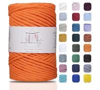 Makromecity - 1 matassa di filato singolo per macramè, 3 mm x 91,4 m, filo di cotone ritorto per macramè e creazioni artigianali da appendere alla parete, cotone riciclato (arancione)