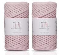 Makromecity - 2 matasse di corda per macramè a filato singolo, 3 mm x 91,4 m, filo ritorto per macramè da 3 mm, per piume macramè, filato di cotone riciclato (rosa chiaro)