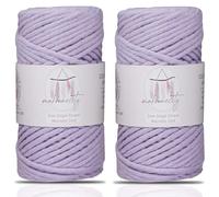 Makromecity - 2 matasse di filato singolo per macramè, 3 mm x 91,2 m, filo di cotone naturale per macramè e creazioni artigianali da appendere alla parete, cotone riciclato (lilla)
